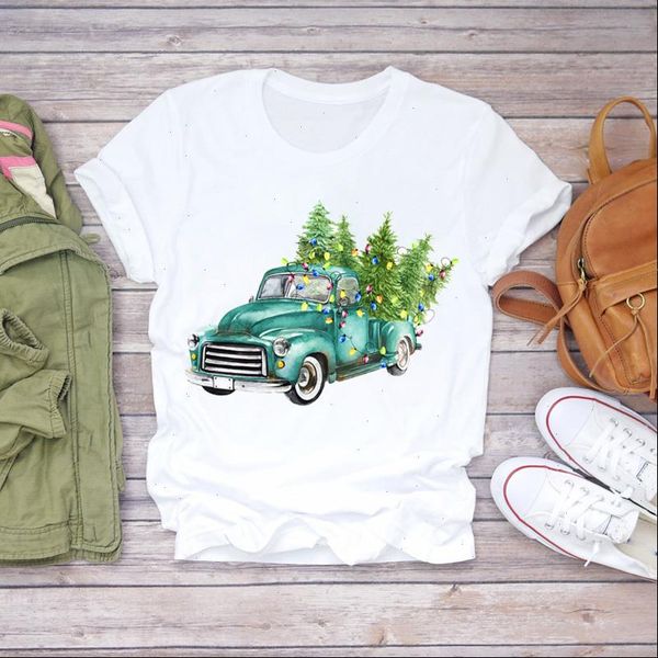 

women t shirts printing light fashion cartoon winter kawaii christmas print lady womens graphic t shirt female tee t shirt, White