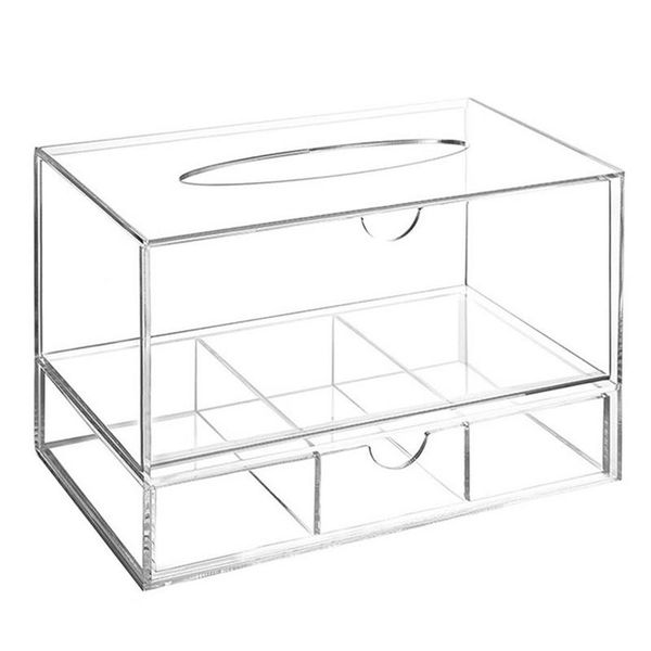 

acrylic transparent drawers makeup organizer tissues holder dust-proof cosmetic storage box drawer desk organizer