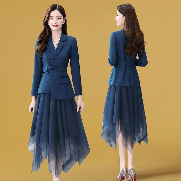 

two piece dress suit spring 2021 women's and autumn fashion temperament skirt professional, White