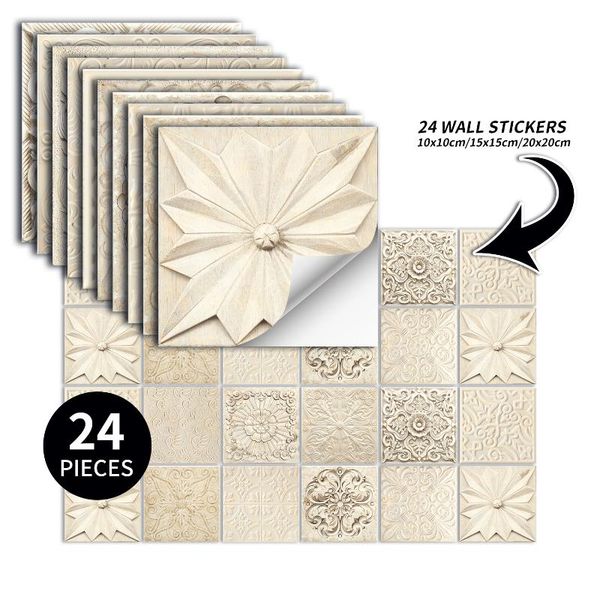 

window stickers 24pcs diy wall sticker european tile self-adhesive peel and stick background for kitchen bathroom furniture decorat