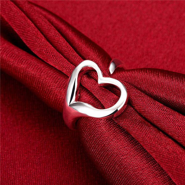 

women's open heart sterling silver plated rings size open dmsr009,popular 925 silver plate finger ring jewelry band rings