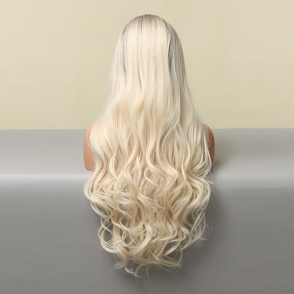 

ombre brown blonde synthetic wigs middle part long natural wavy wigs for black white women cosplay daily party heat resistant