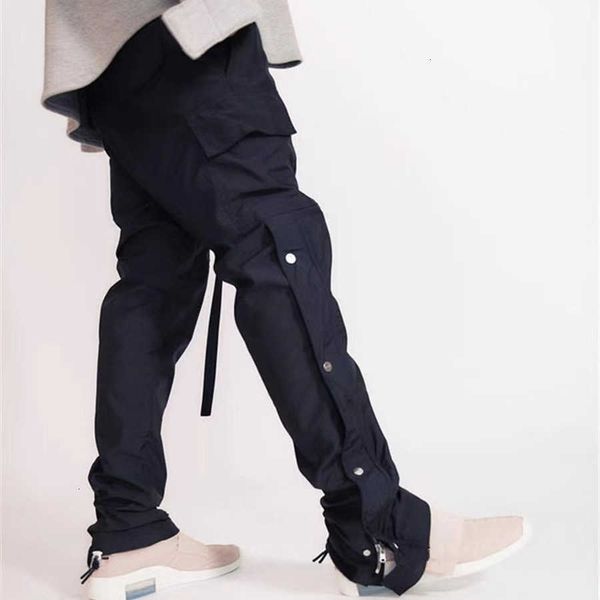 

men's pants multiple buttons fog sweatpants women black ribbon essentials trousers japanese streetwear men clothing h1xw