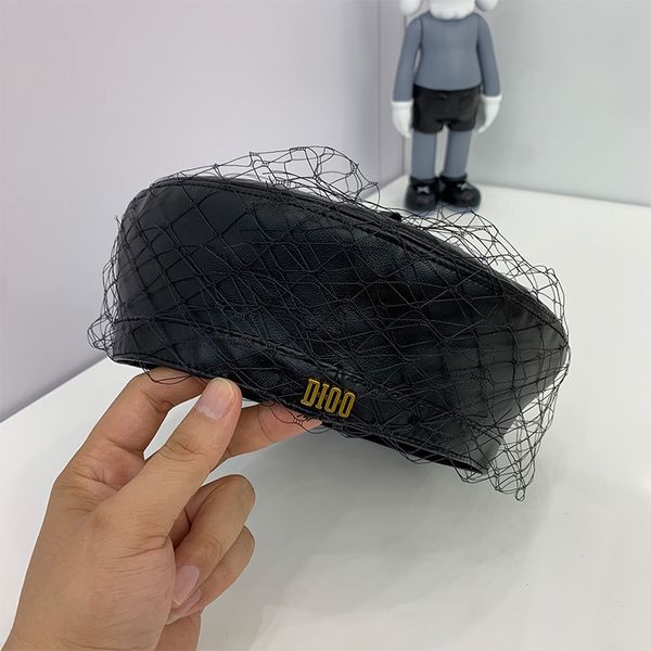 

correct letter heavy metal element black beret fashion simple literary hat
