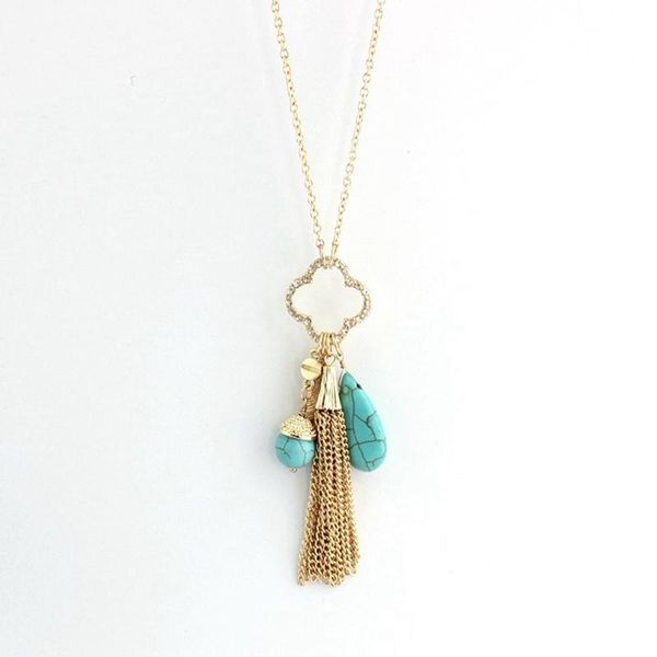 

pendant necklaces melihe vintage tassel pendants green stone necklace natural gold jewelry bijouterie sne160175, Silver