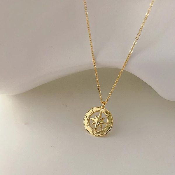 

chokers french stylish hollow starburst pendant necklaces for women vintage retro minimal chain link necklace astral star layered choker, Golden;silver