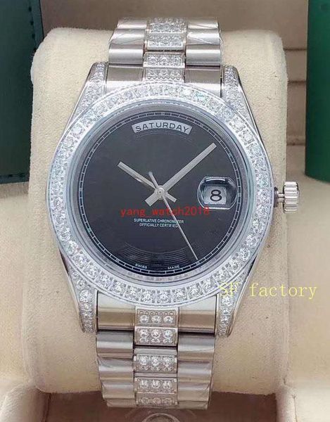 

41mm diamond inlaid outer ring middle row diamond watch with automatic mechanical watch wordless dial male watch, Slivery;brown