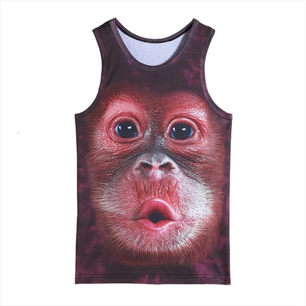

summer mens animal gorilla monkey printed 3d tank sleeveless for boys bodybuilding clothing cartoon undershirt vest, White;black