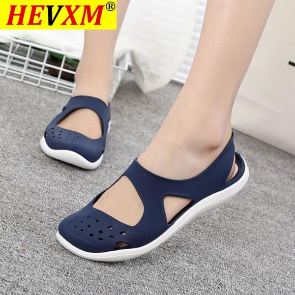

sandals hevxm summer women soft flat slip on female casual jelly shoes girl hollow out mesh flats beach footwear, Black
