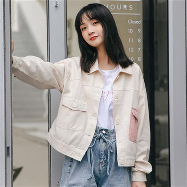 

patchwork women's jackets autumn denim coats fashion loose women jeans coat spring students girls jeans coat jackets n550, Black;brown