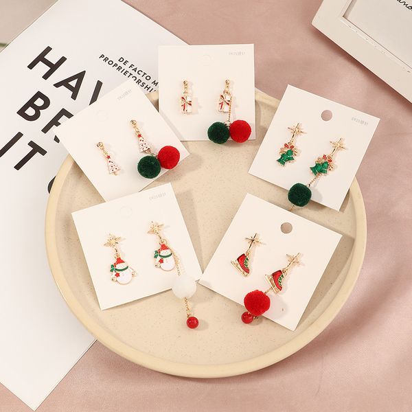 

jewelry day women drop oil santa hairball earrings 925 silver needle