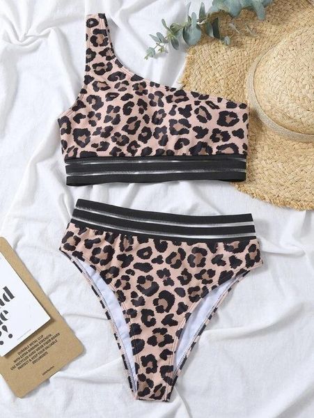 

women's swimwear [cx] 2021 swimsuit bikini one shoulder print amazon, White;black