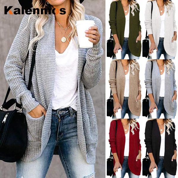 

thick knit sweater women spring fall winter cardigans loose pockets coat ladies knitted jacket casual cardigan sweater elegant, White