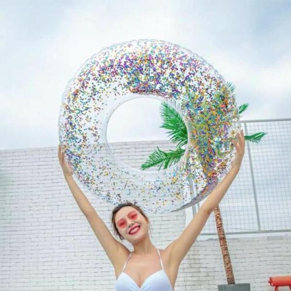 

life vest & buoy colorful glitter pool foats swimming ring for float tube inflatable toy boys girl giant fun children water y5h8