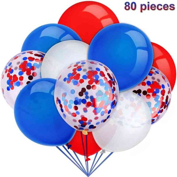 

12 inch american independence day latex red blue white bright film balloon set