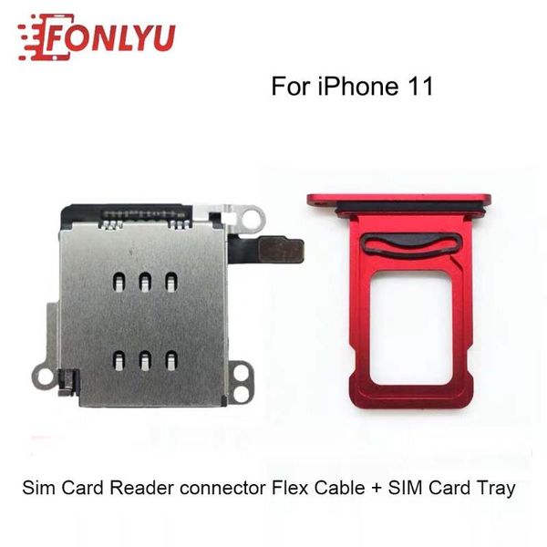

power tool sets 1 set dual sim card reader connector flex cable + tray slot holder for 11 replacement spare parts