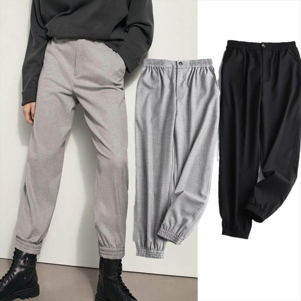 

Withered England Fashion Solid Simple Women Capri Elastic Waist Harem Pantalones Mujer Pantalon Femme Jogger Trousers, Black;white