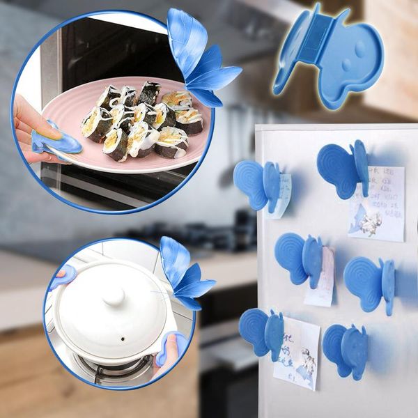 Paspaslar 4pcs/set kelebek şekilli silikon antishald cihazlar buzdolabı mıknatıs mutfak alet yalıtım plakası kelepçe fırını