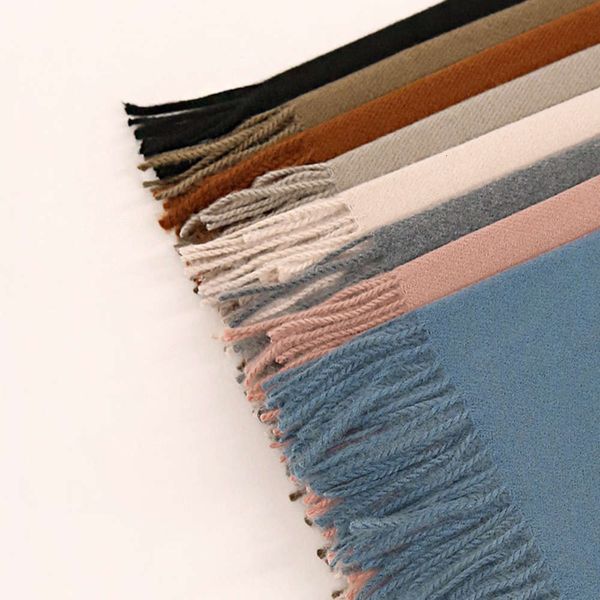 

women's autumn and winter new classic monochrome cashmere like scarf, Blue;black