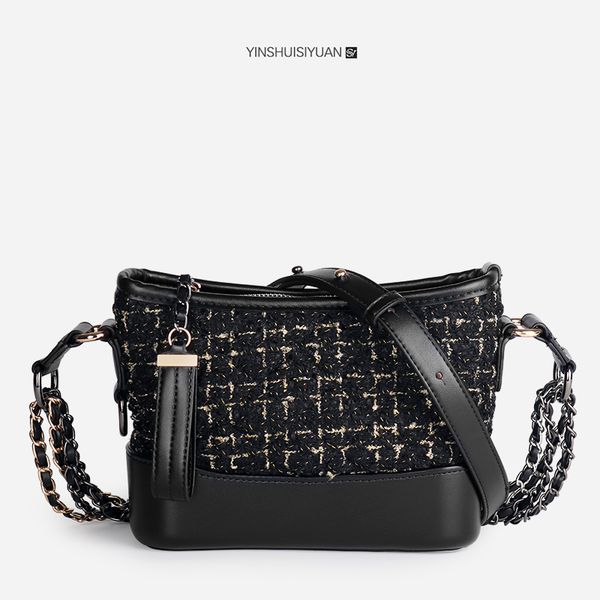 

european brand new tweed bag women shoulder bag purse black