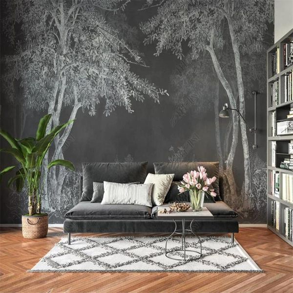 

wallpapers custom nordic abstract forest woods bedroom decor mural modern minimalist 3d po wall paper home self-adhesive wallpaper