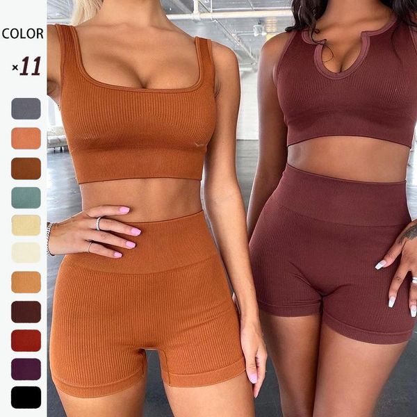 

yoga outfit 2pcs set women seamless v neck square bra short running gym workout clothing sportwear tracksuit