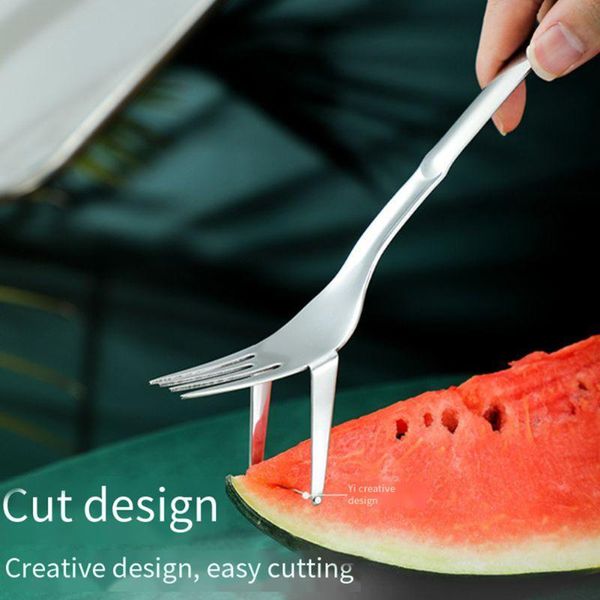 

forks stainless steel watermelon fruit cutting fork portable slicer