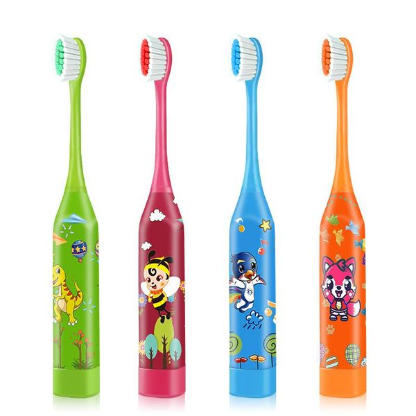 

smart electric toothbrush spare head for children's toothb, 1 battery, cartoon design, used acoustic cleaning