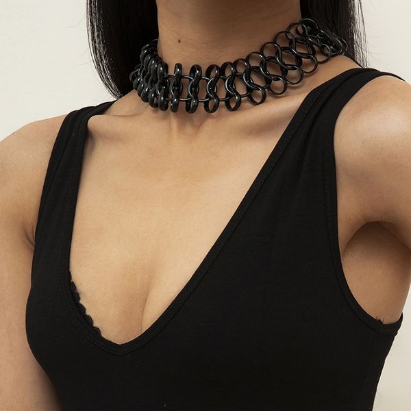 

jewelry hip hop exaggerated irregular geometric simple personality eight character chain hollow necklace femal, Silver