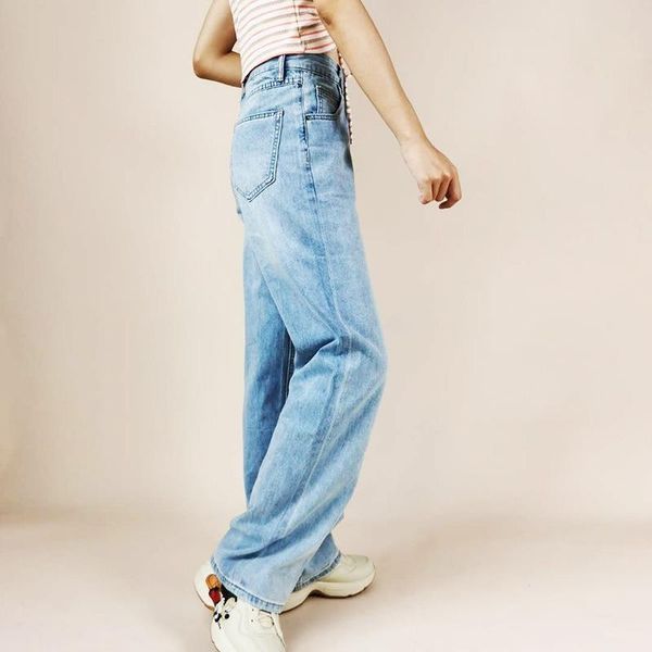

women's jeans women high waist mopping wide leg loose, Blue