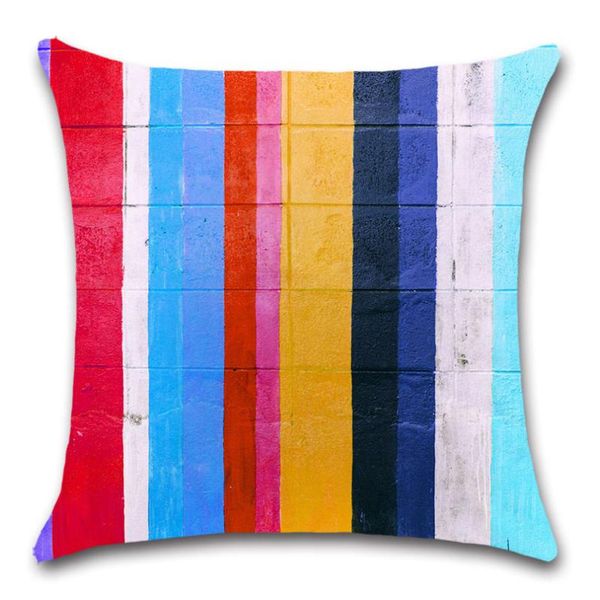 

cushion/decorative pillow colorful rainbow printed white fabric cushion cover decorative home sofa seat decor friend office kids bedroom gif