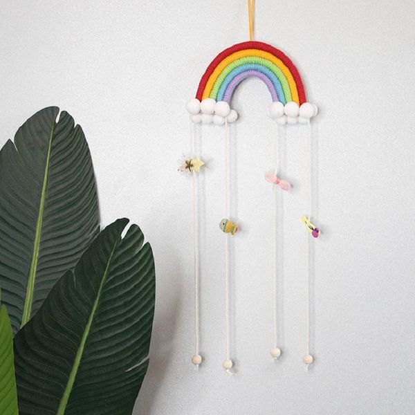 

cartoon woven rainbow hairpin storage belt girl hair accessories storage rope wall-mounted bow tie twenty-five colors beautiful