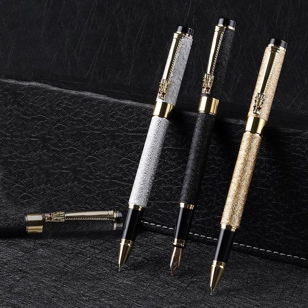 

fountain pens chinese style dragon carving pen metal ink 0.38/0.5mm nib stationery office supplies writing gift