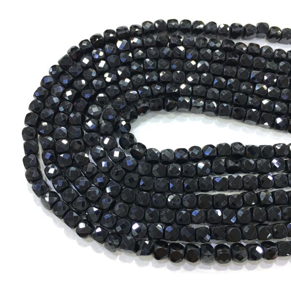 Perline di spinello nero quadrato 4-5mm Accessori per gioielli con distanziatore in pietre preziose naturali Fare collana braccialetto fai da te Prezzo di fabbrica da 15 pollici Q0531