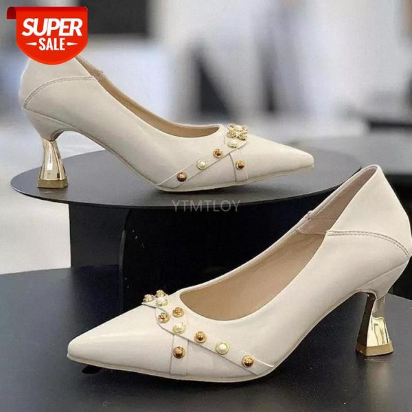 

office string bead heels women pointed toe fashion autumn winter breathable party shallow pumps zapato mujer #xy8o