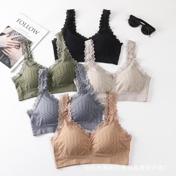 

lace bra sports vest 2021 fitness breathable yoga sport bra wireless seamless push up sleep padded women underwear tank, White;black