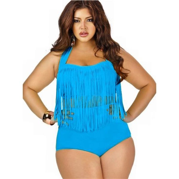 

vintage long tassel fringe women plus size swimwear high waist swimsuit wear push up bikini bathing suits plus size 2xl 3xl
