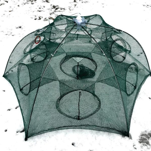 

folded portable 4/6/8/10/12/16/20 holes automatic fishing shrimp trap fishing net fish shrimp minnow crab baits cast mesh trap