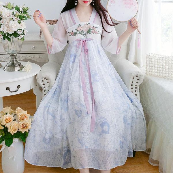 

casual dresses 2021 fashion women dress hanfu chinese style embroidered summer, Black;gray