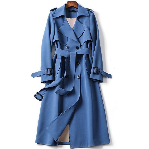 

women's trench coats luck a fashion autumn spring business outerwear long with belt cloak mujer windbreaker coat women double breasted, Tan;black