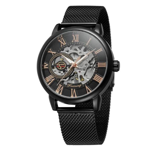

wristwatches forsining transparent case 2021 fashion men watches mechanical skeleton wrist watch clock man, Slivery;brown