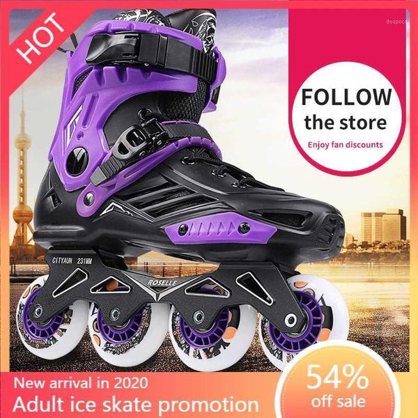 

inline & roller skates ladies men's men and women beginners single row fancy flat shoes1