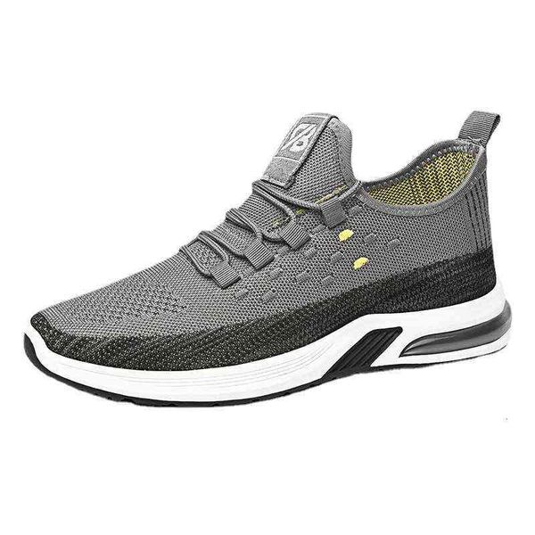 

men's shoes sports casual breathable running soft bottom fashion flying woven men's, Black