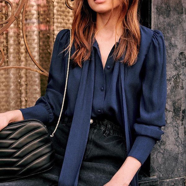 

2021 new silk shirt women vintage lantern sleeve loose button up bow tie crepe de chine blouse elegant office lady femme shirts 87y8, White
