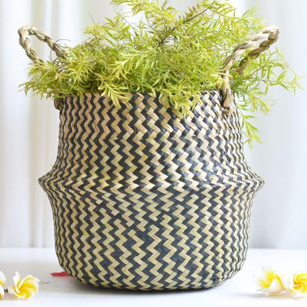 

storage baskets wicker basket toy organizer plant flower pot folding rattan seagrass handmade clothes laundry woven
