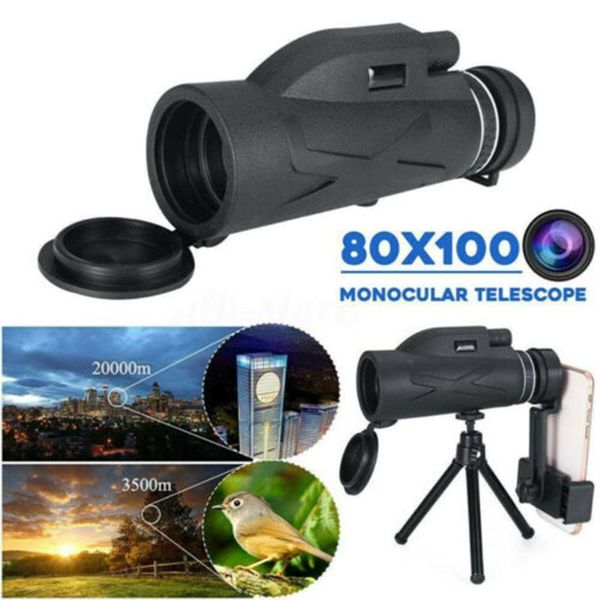 

telescope & binoculars 80x100 hd zoom monocular portable large bak-4 lens hiking starscope with tripod for outdoor camping hunting