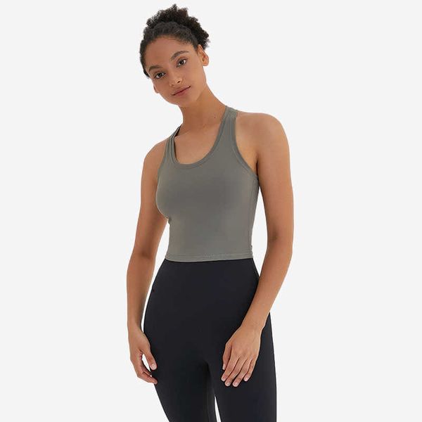 

23 yoga vest gym clothes women underwear tank solid colors fashion outdoor sports t-shirt running fitness workout shirt, Gray