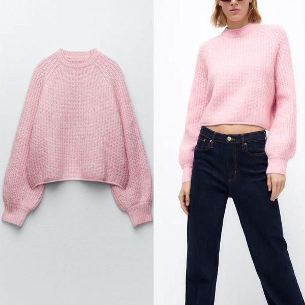 

women's sweaters loose pink knitted sweater elegant long-sleeved o-neck pullover fashion nine-point 2021, White;black