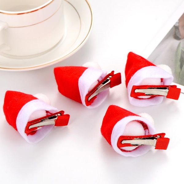 

cute cristmas hat hair clip girls festival hairgrip headdress fury plush hairpin side clip hair accessories for women wholesale, Slivery;white