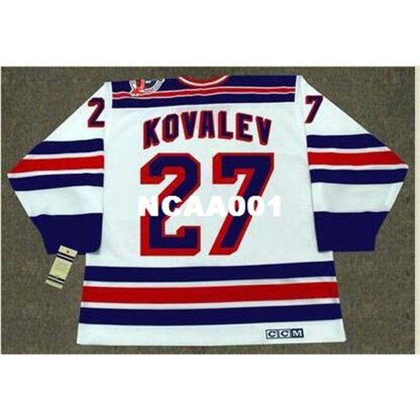 

001s #27 alex kovalev new york rangers 1994 ccm vintage retro hockey jersey or custom any name or number retro jersey, Black